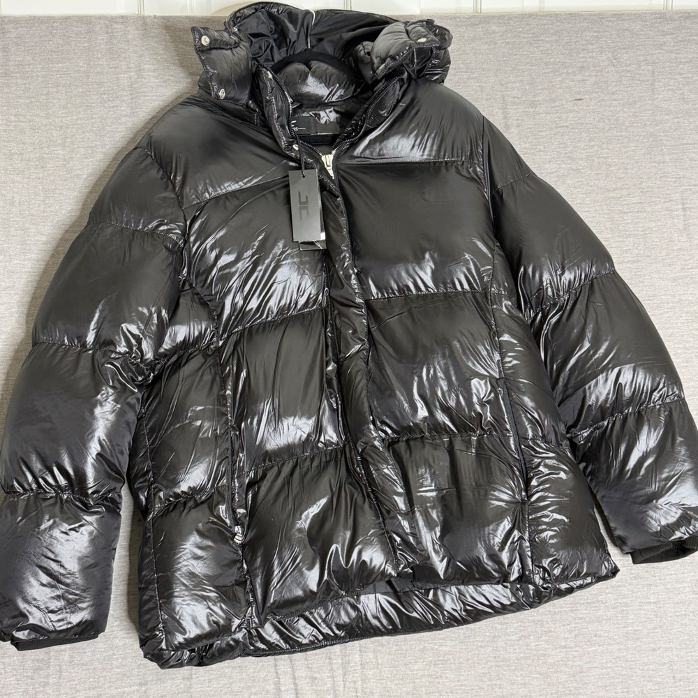 Legacy Jordan Craig Black Satin Puffer Coat Y2K, Streetwear women's size XXL